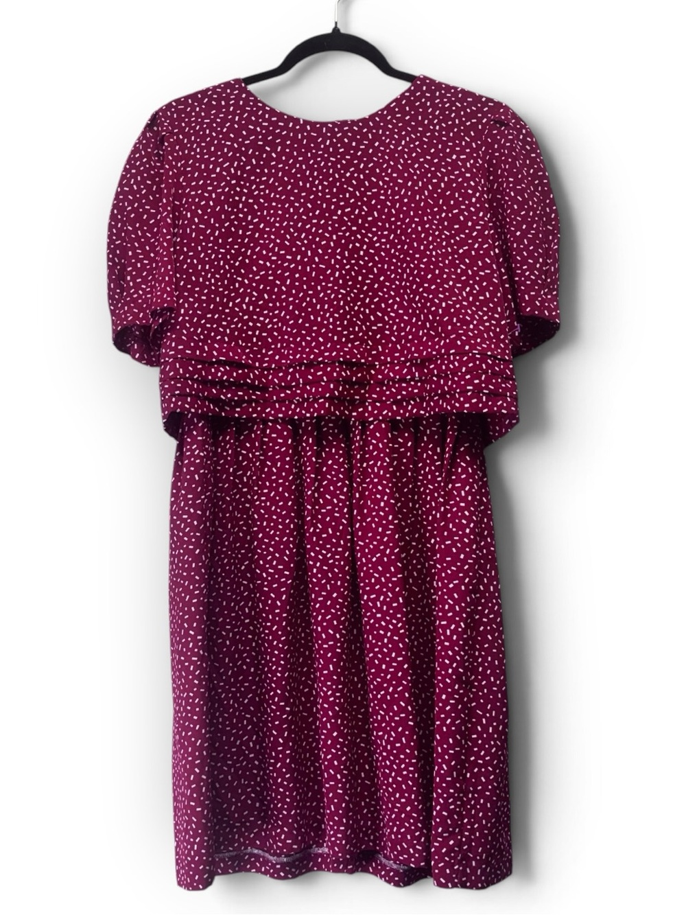 Vintage Kathie Lee Burgundy Geometric Pleated Dress Size 6